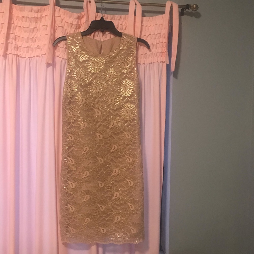 Vintage dress. 1960s. gold lace